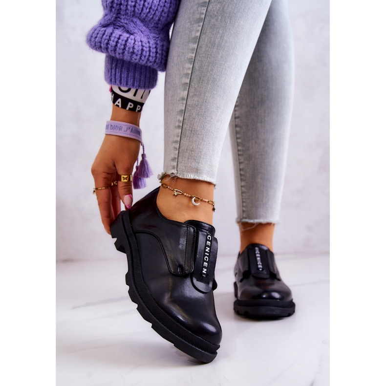 S.Barski Sapatos femininos de couro sem salto Kirstee preto 1