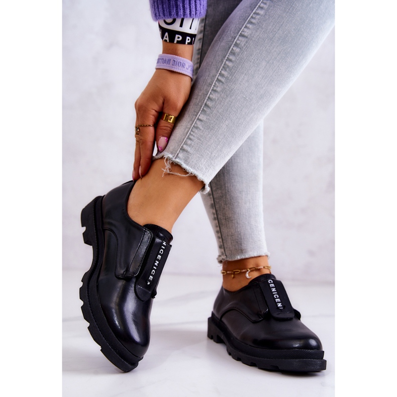 S.Barski Sapatos femininos de couro sem salto Kirstee preto 2