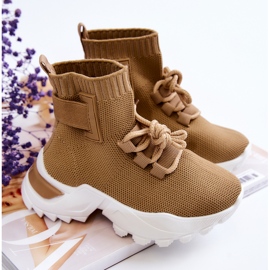 FR1 Tênis esportivo infantil meia alta bege Nickie 1