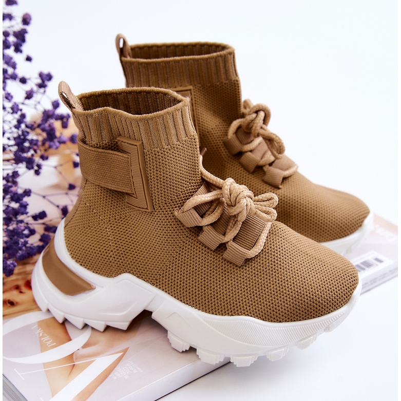 FR1 Tênis esportivo infantil meia alta bege Nickie 1