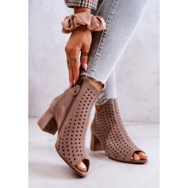 Botas de couro aberto Maciejka 05420-10 Bege escuro 2