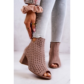 Botas de couro aberto Maciejka 05420-10 Bege escuro 1