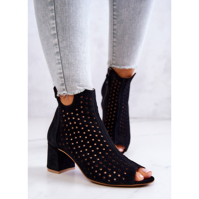 Botas de couro aberto Maciejka 05420-43 preto 1