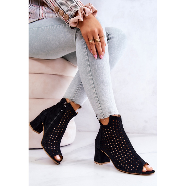 Botas de couro aberto Maciejka 05420-43 preto 2