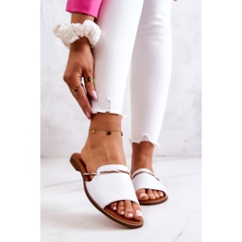 Lewski Shoes Chinelos de couro Lewski sapatos 3047 brancos 1