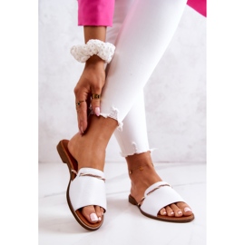 Lewski Shoes Chinelos de couro Lewski sapatos 3047 brancos 2