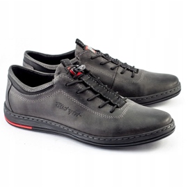 Polbut Sapatos casuais de couro masculino K23 cinza 1