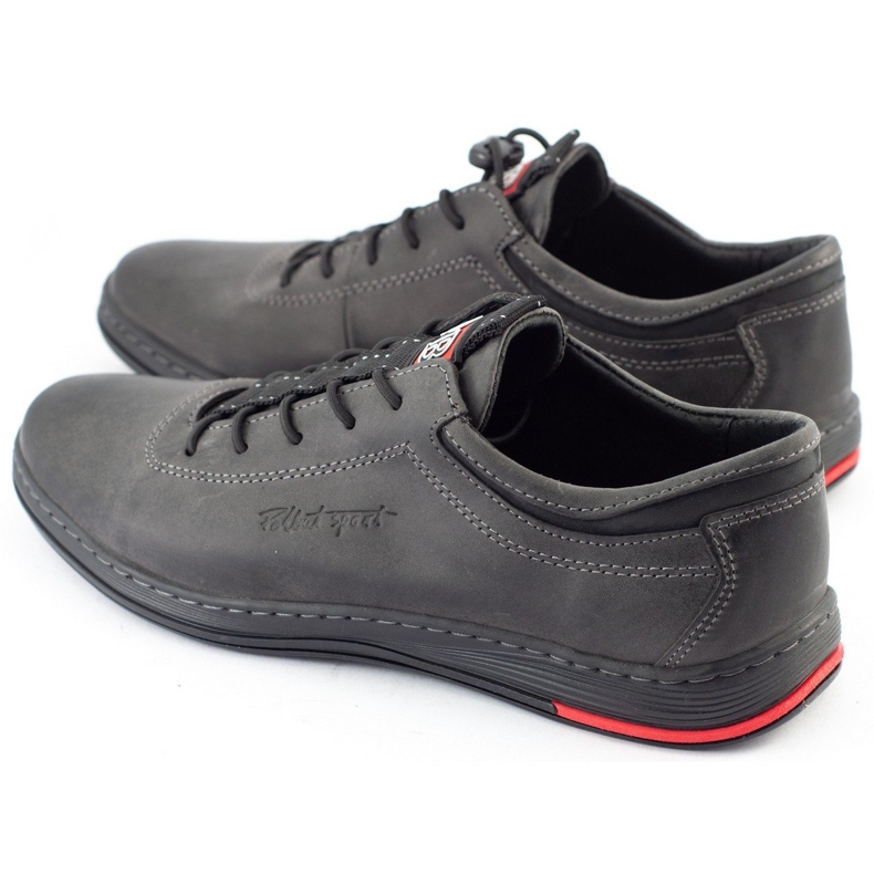 Polbut Sapatos casuais de couro masculino K23 cinza 3