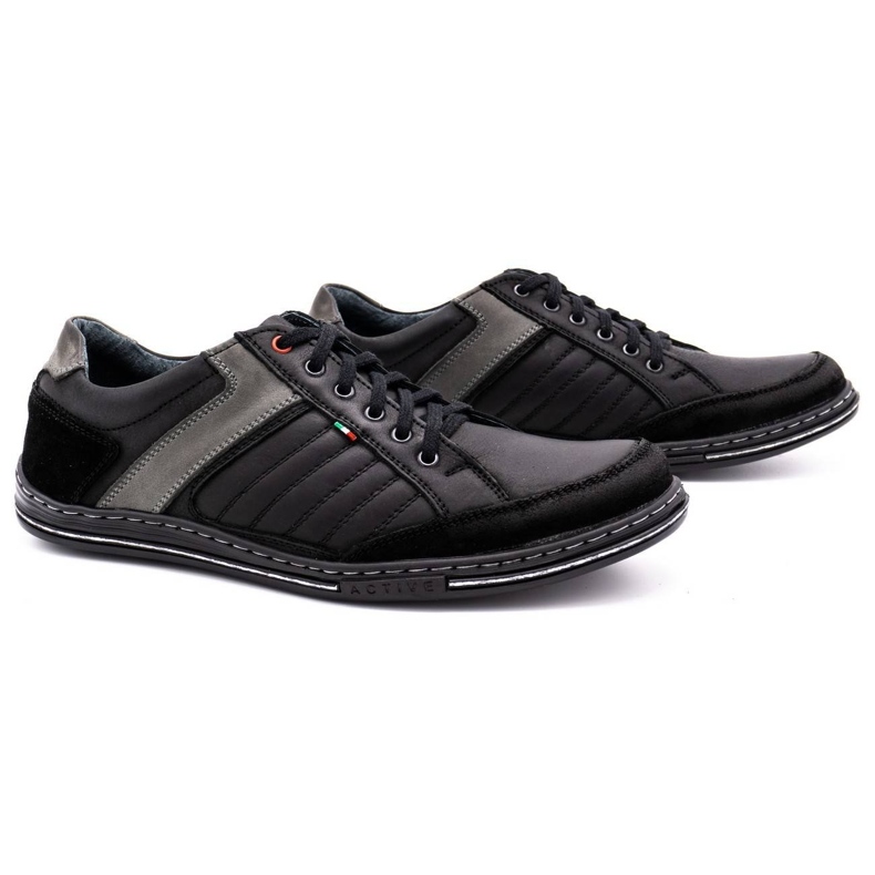 Sapatos de couro masculino Olivier 236GT preto 2