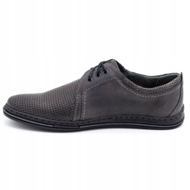 Polbut Sapatos de couro masculino 343p cinza perfurado 1