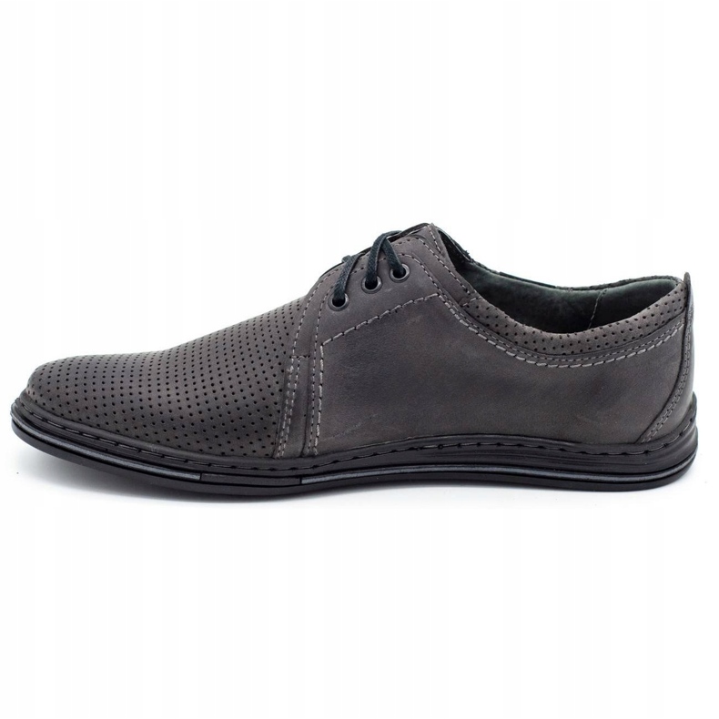 Polbut Sapatos de couro masculino 343p cinza perfurado 1