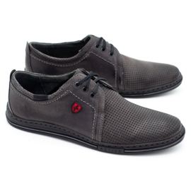 Polbut Sapatos de couro masculino 343p cinza perfurado 2