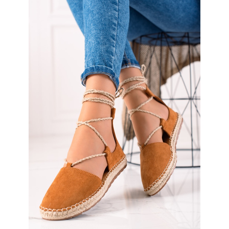 Lucky Shoes Alpargatas de camelo amarradas marrom 1