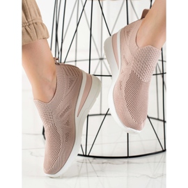 TRENDI Tênis cunha deslizante rosa 2