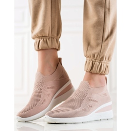 TRENDI Tênis cunha deslizante rosa 1