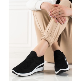 TRENDI Tênis cunha deslizante preto 2