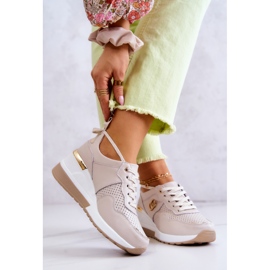 S.Barski Tênis esportivo feminino de couro loissa bege 2