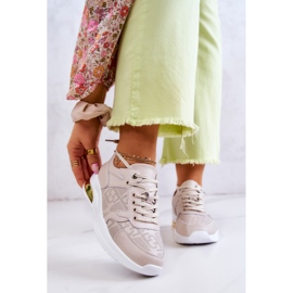 S.Barski Tênis feminino de couro com cunha bege Phiness 1