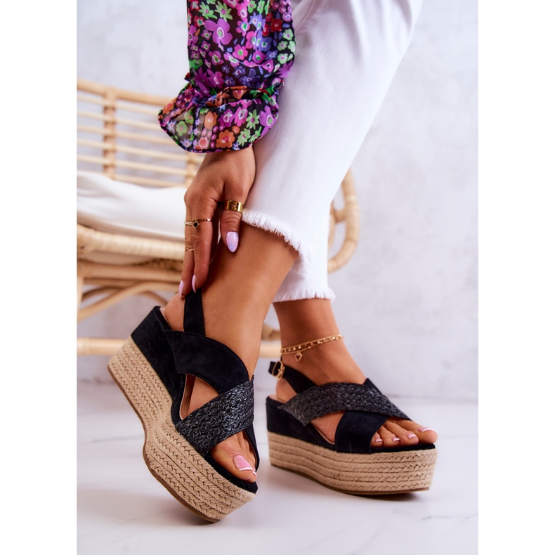 FW1 Sandálias femininas na plataforma Black Emmalee preto 2