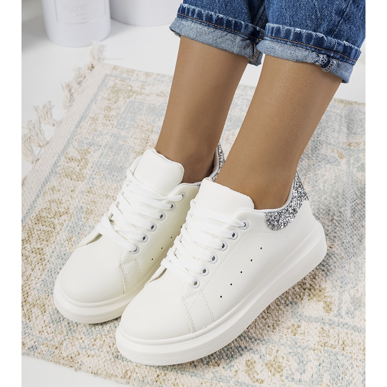 Sapatilhas brancas de mulher Gallo branco prata 1