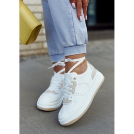 FG2 Tênis esportivo feminino branco e bege New Haven 2