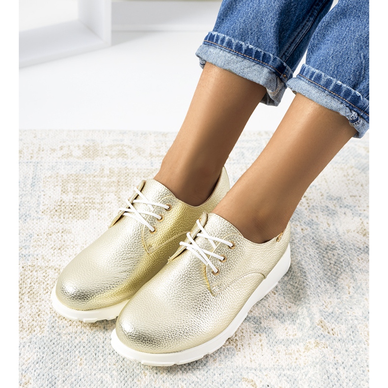 Sapatos femininos Gold Zipfs dourado 1