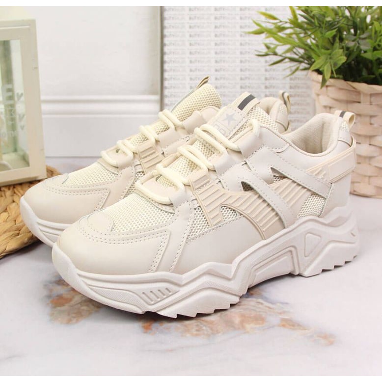 Tênis de cunha Notícias W EU649B bege 2