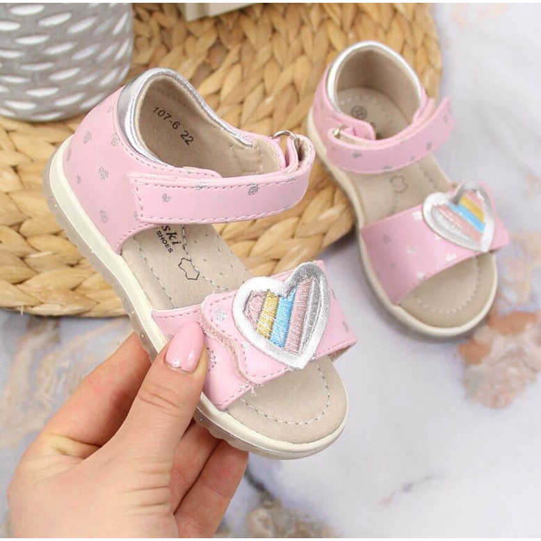 Sandálias de velcro S. Barski Jr. OLI152B rosa 1