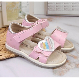 Sandálias de velcro S. Barski Jr. OLI152B rosa 2