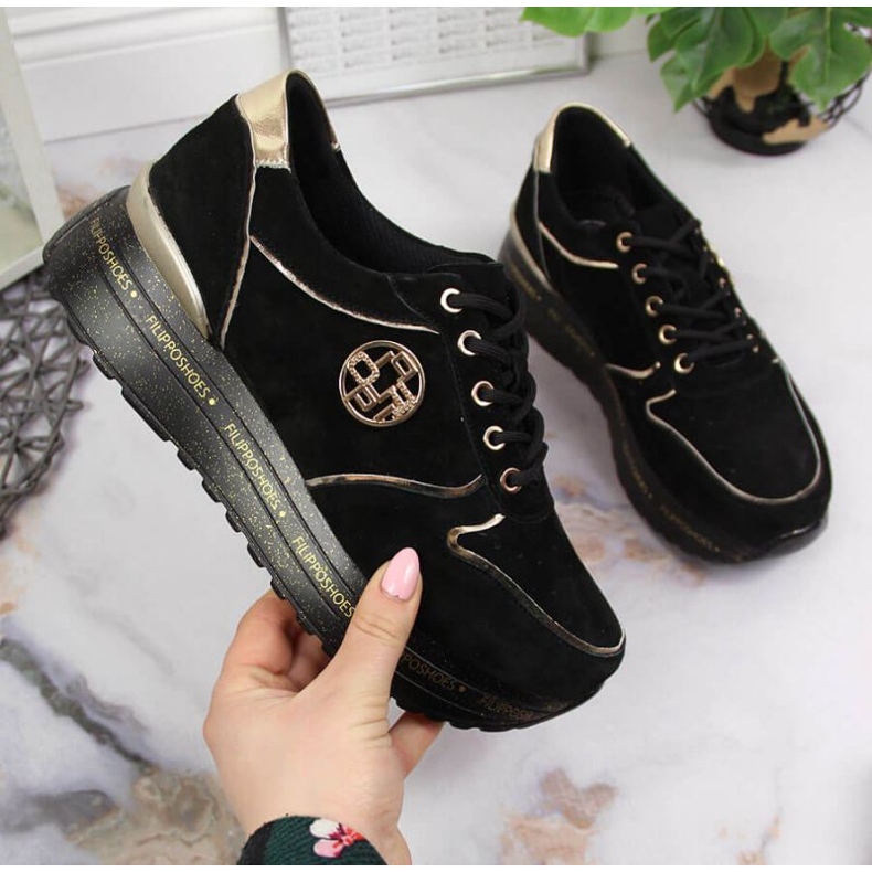 Tênis de couro na plataforma Filippo W PAW330 preto 1