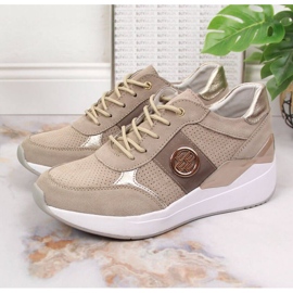 Tênis de couro com cunha Filippo W PAW331A bege 2