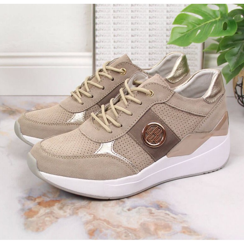 Tênis de couro com cunha Filippo W PAW331A bege 2 Tênis de couro com cunha Filippo W PAW331A bege 2