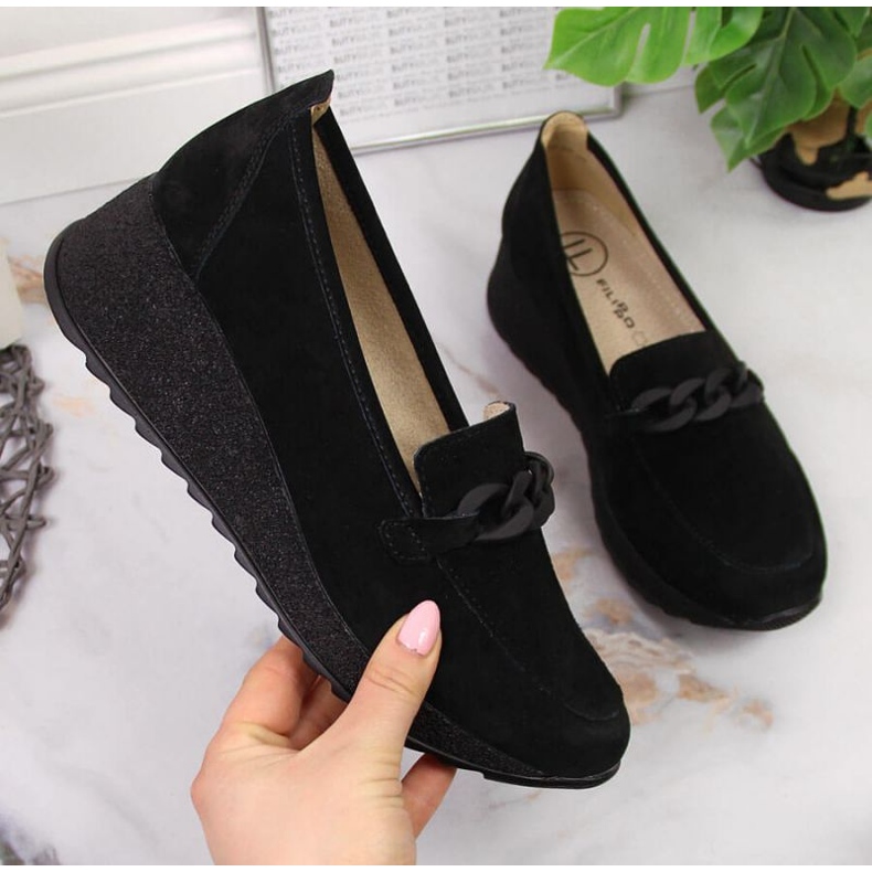 Sapatos de couro com corrente Filippo W PAW337A preto 1 Sapatos de couro com corrente Filippo W PAW337A preto 1