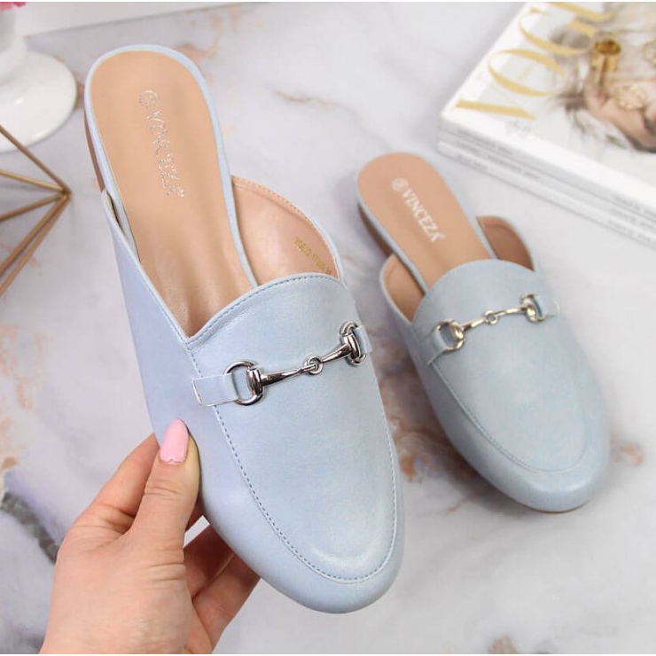 Chinelos embutidos com ornamento Vinceza W JAN103A azul 1