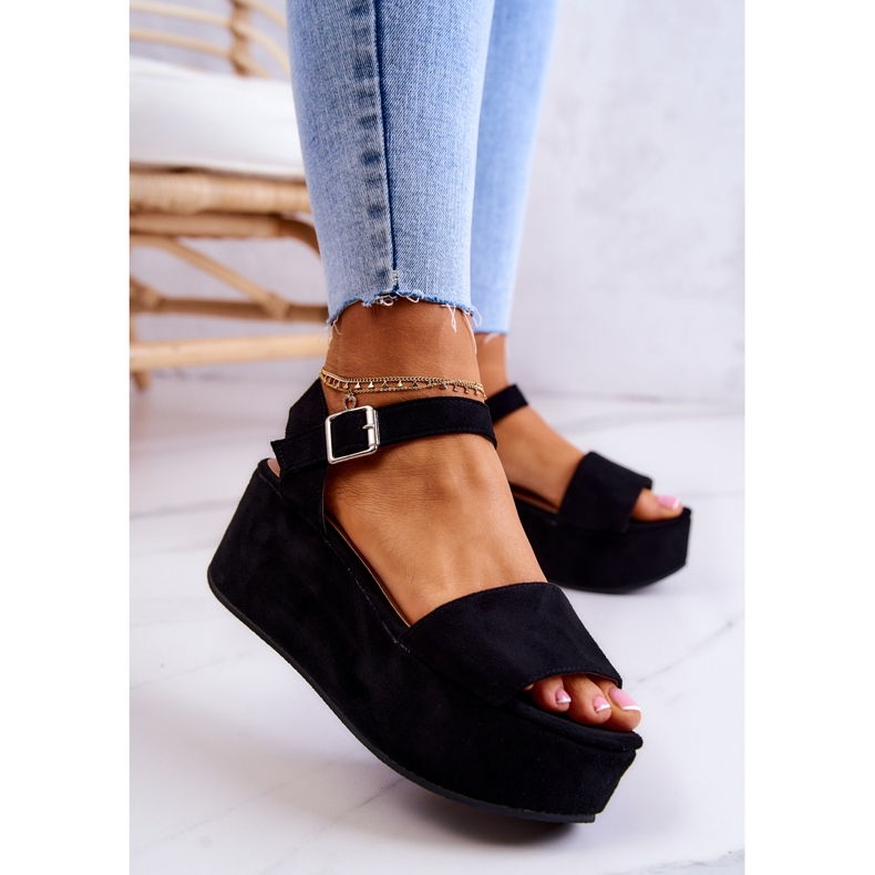 FW1 Sandálias de camurça na plataforma Black Stamford preto 2