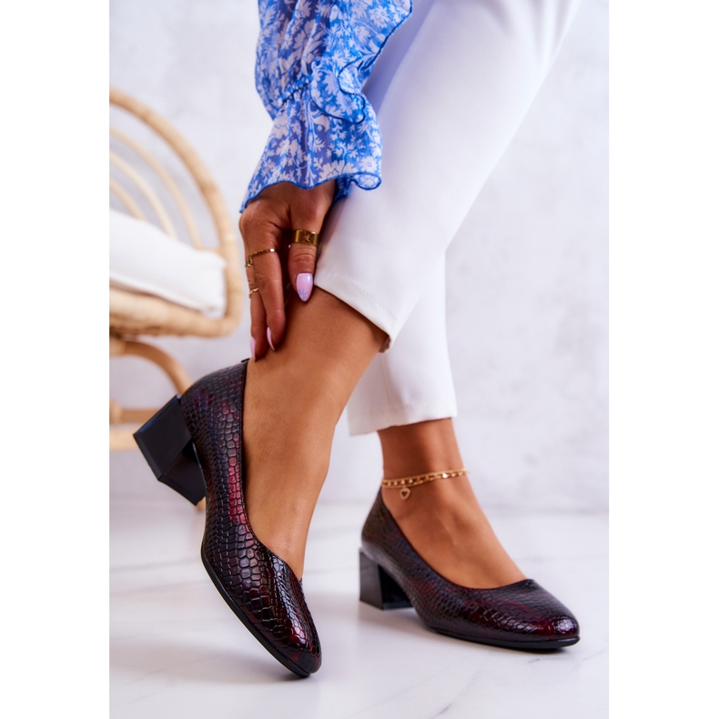 Sergio Leone Sapatos de couro de pele de cobra algaroba borgonha vermelho 2