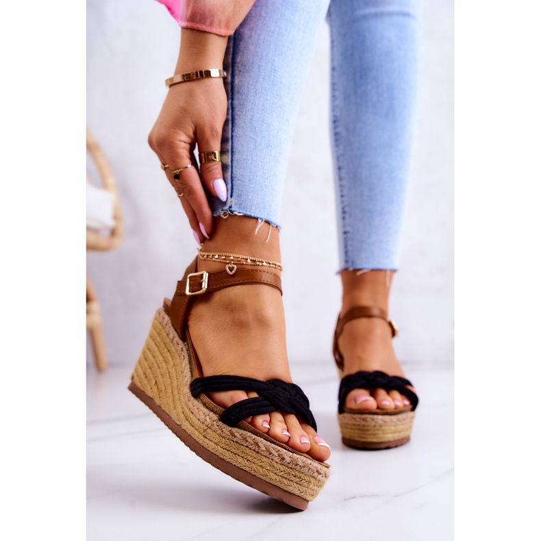 FB2 Sandálias de cunha elegantes pretas Roseville preto 2