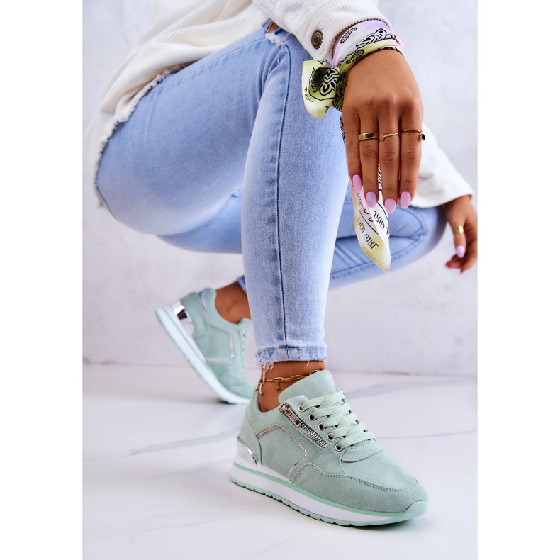 FB2 Sapatos Esportivos de Camurça em uma Plataforma Riverside Verde Claro 1