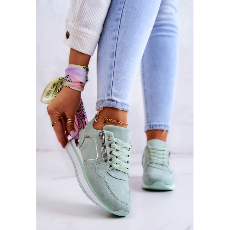 FB2 Sapatos Esportivos de Camurça em uma Plataforma Riverside Verde Claro 2