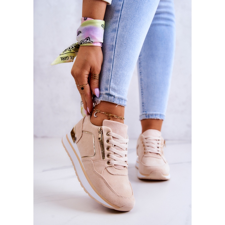 FB2 Sapatos Esportivos de Camurça na Plataforma Bege Claro Riverside 1
