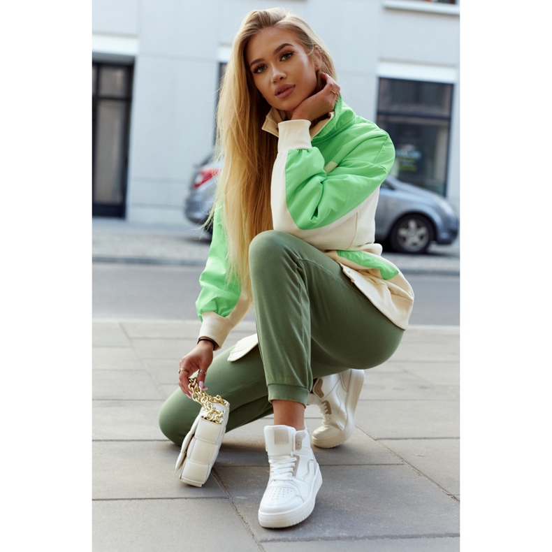 FG2 Tênis esportivo feminino de cano alto branco e bege Megithoe 1