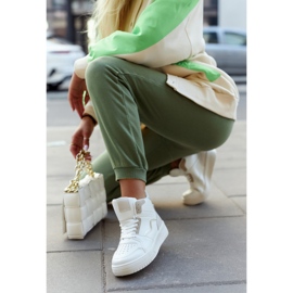 FG2 Tênis esportivo feminino de cano alto branco e bege Megithoe 2