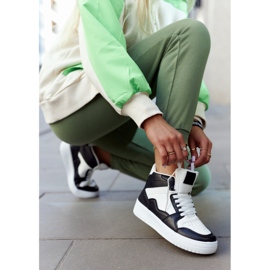 FG2 Tênis esportivo feminino alto branco e preto Megithoe 2