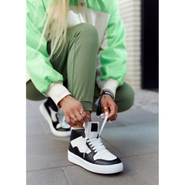 FG2 Tênis esportivo feminino alto branco e preto Megithoe 1