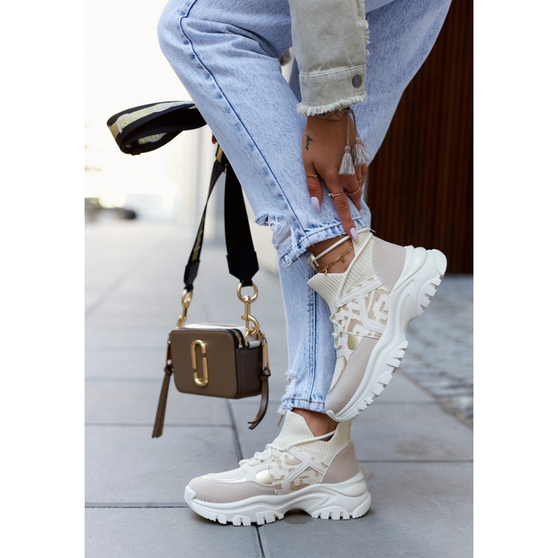 Tênis Tênis Esportivo Bege-Ouro Phinell 1