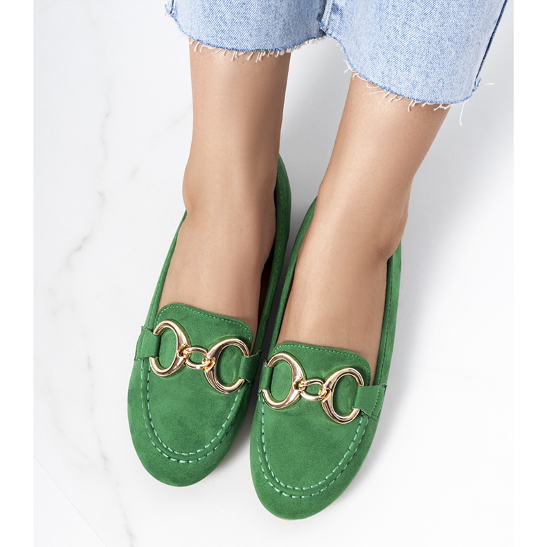 Mocassins verdes com fivela Castor 1