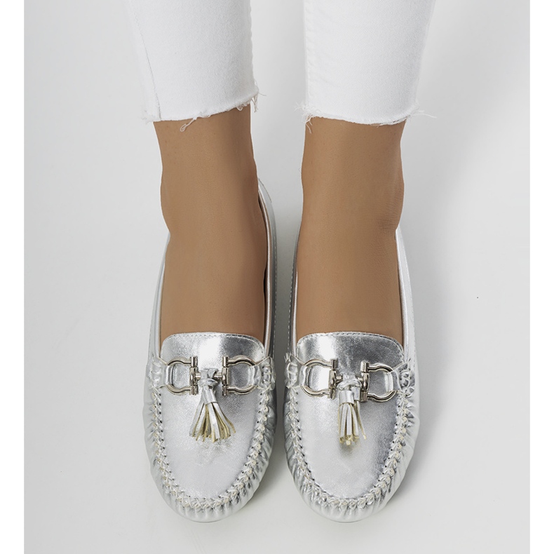 Mocassins femininos prateados Taylor prata 1