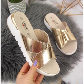 Chinelos de couro envernizado S. Barski W OLI159B dourado 1