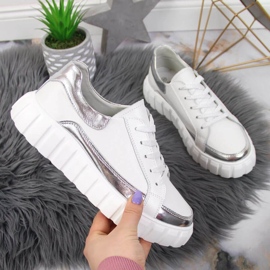 Sapatos de couro na plataforma S. Barski W OLI161 branco 1