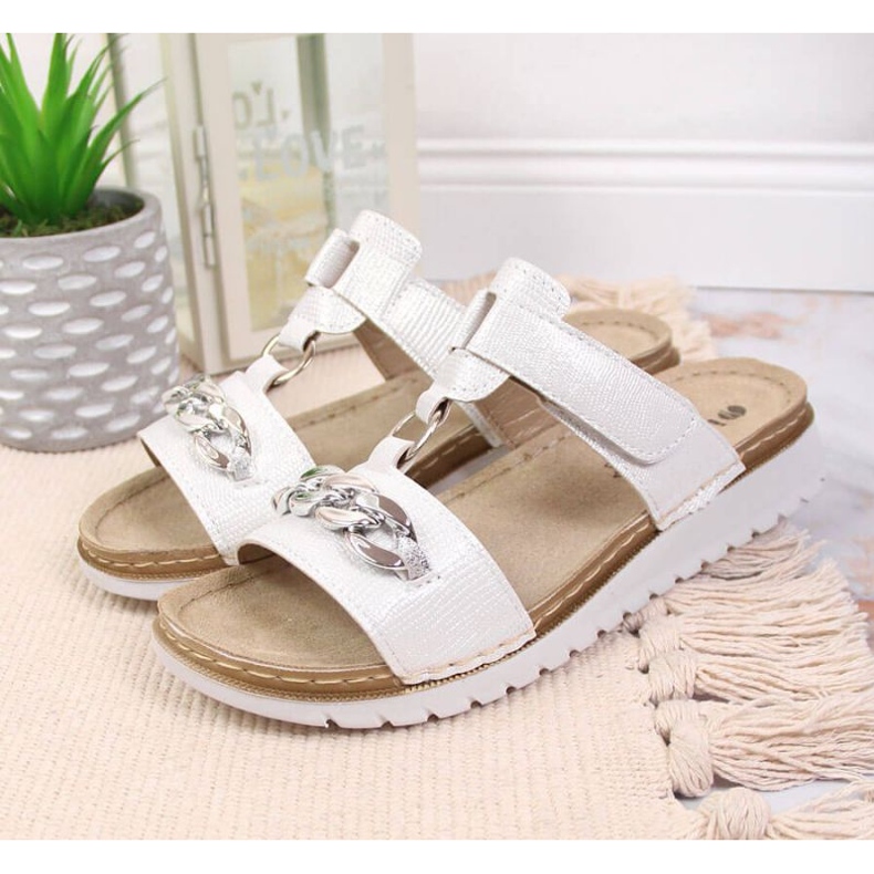 Chinelos de velcro com corrente brilhante Inblu W ARC11 branco 2 Chinelos de velcro com corrente brilhante Inblu W ARC11 branco 2